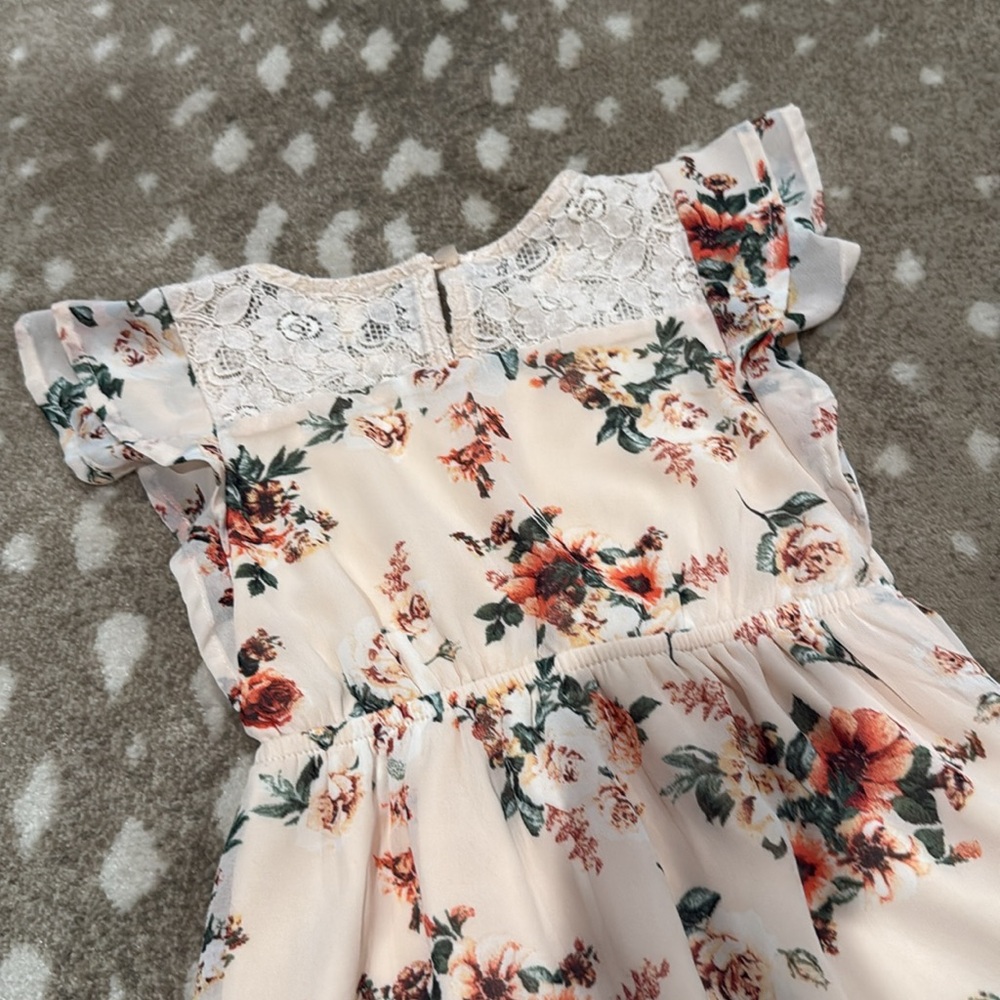 Monteau Cream and Pink Floral Kids Dress. Size 4 - Picture 6 of 6